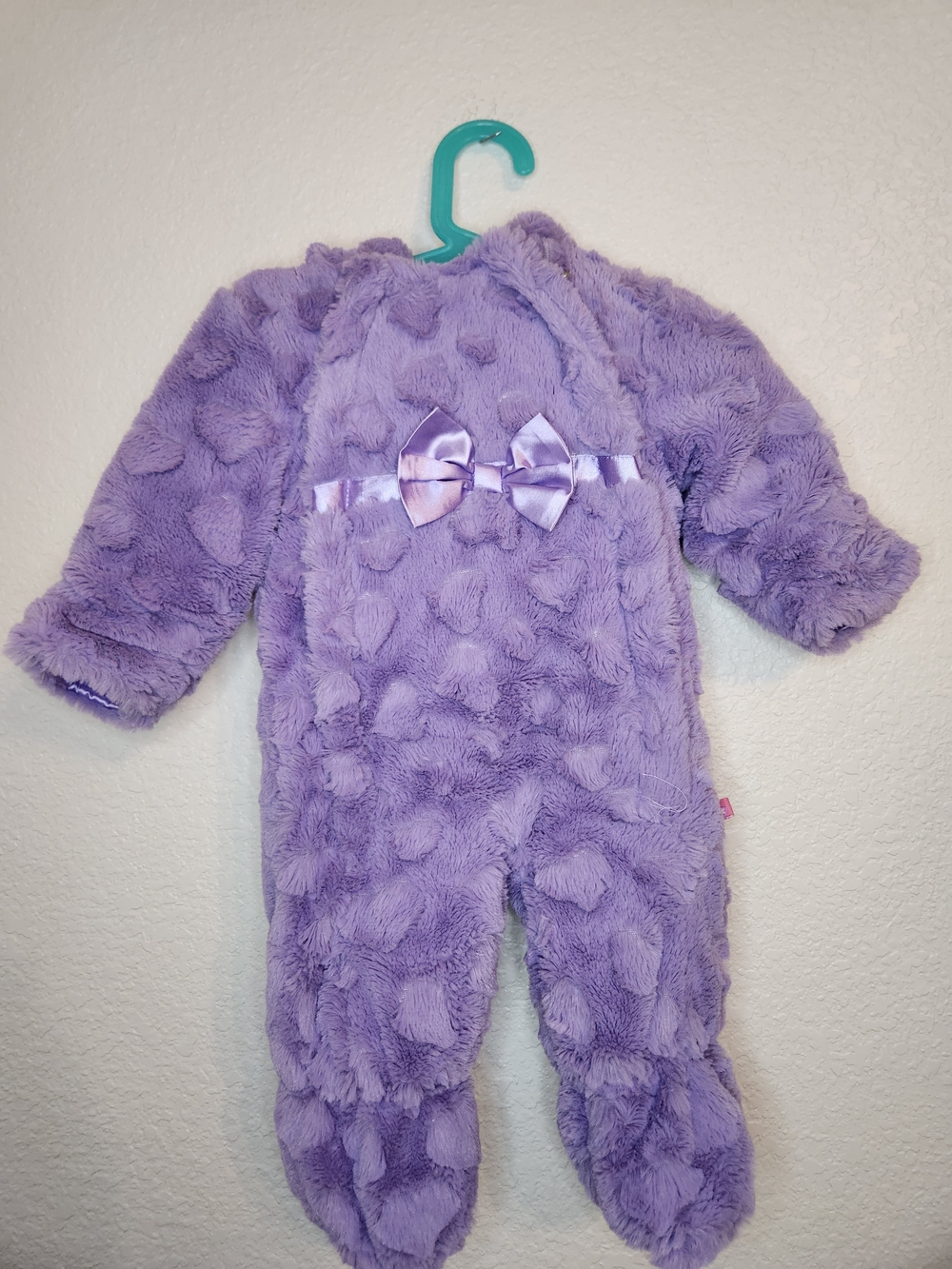 Wippette purple kids fuzzy snow suit Jumpsuit 3/6 months
